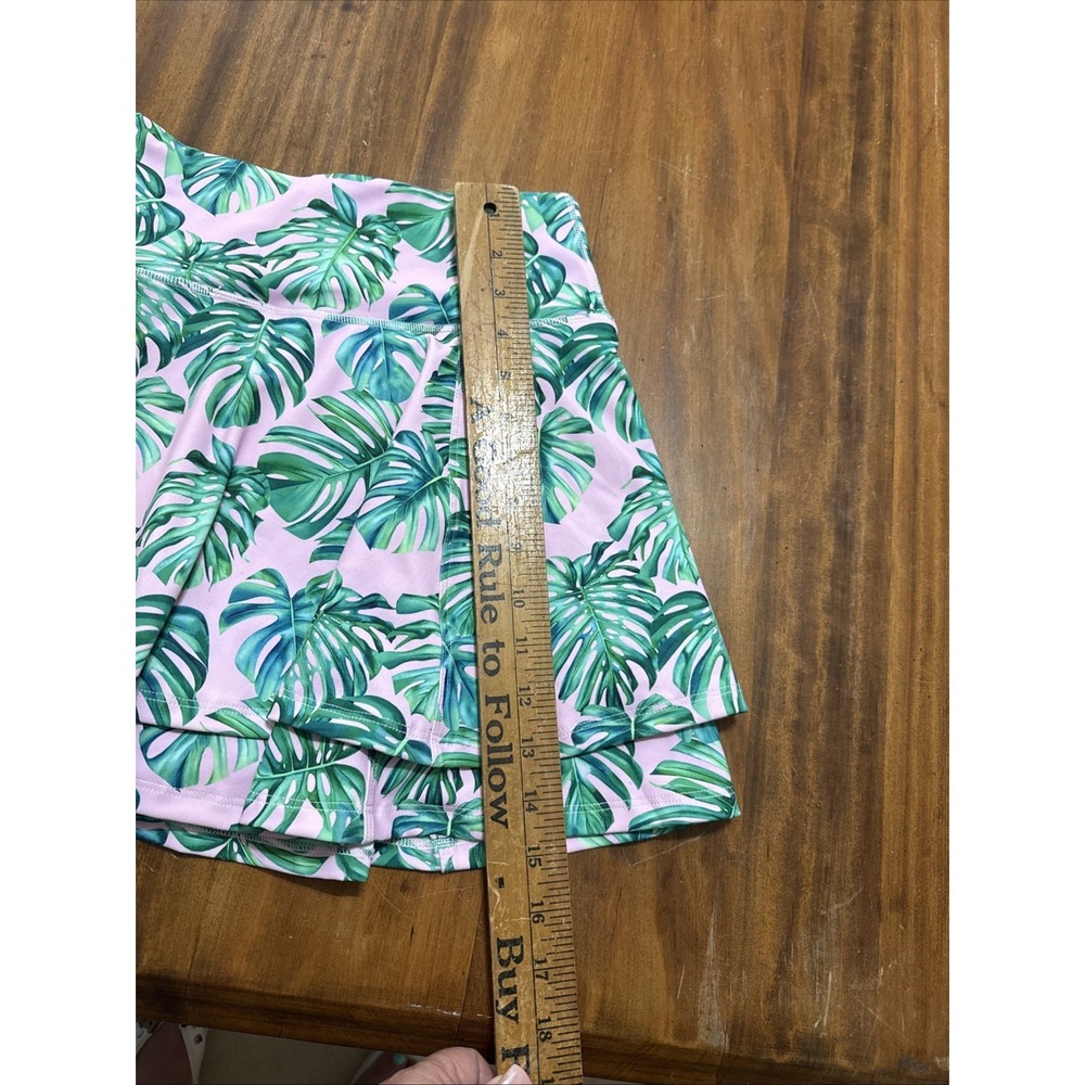 Women's Sugar Bee Clothing Tennis Skirt Skort Pink Palm Print Skort, M - Picture 6 of 6